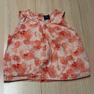 BABY GAP Floral Sleeveless Blouse, Coral and White, 3T.